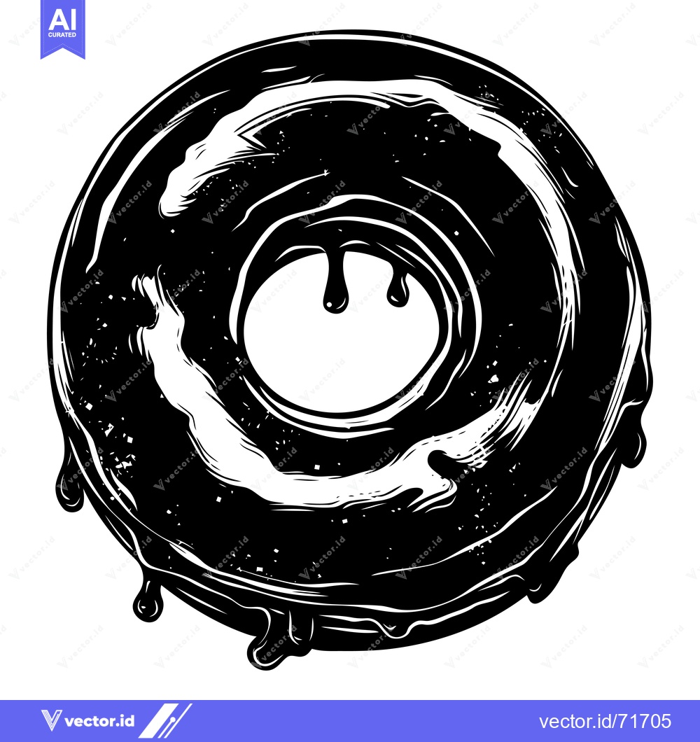 Premium Vector of Dripping Black and White Donut with Sprinkles