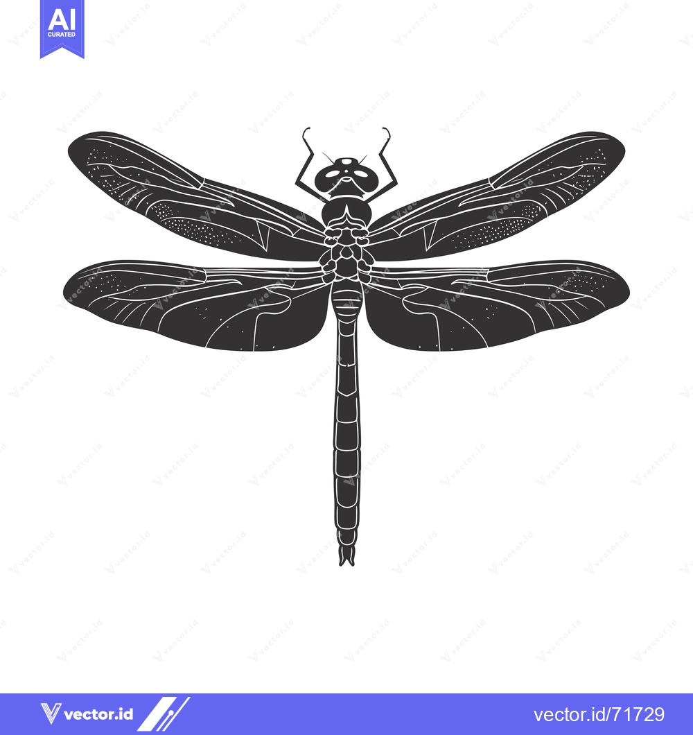 Premium Vector dari Black and White Silhouette of a Dragonfly