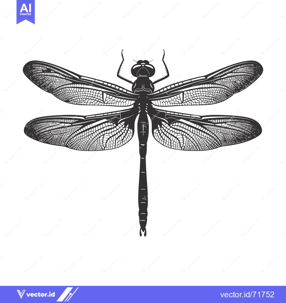 Premium Vector dari Black and White Line Drawing of a Dragonfly