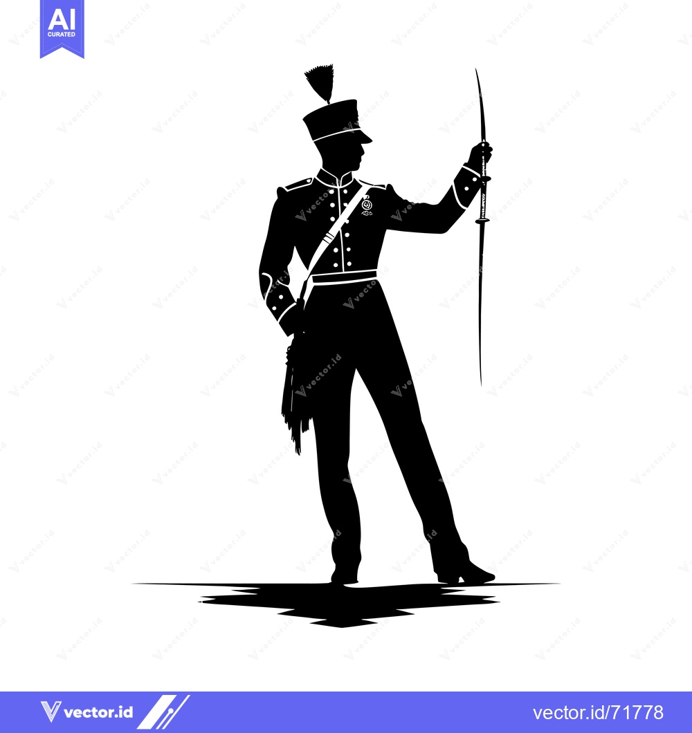 Premium Vector of Silhouette of a Man in Military Uniform Holding a Sword