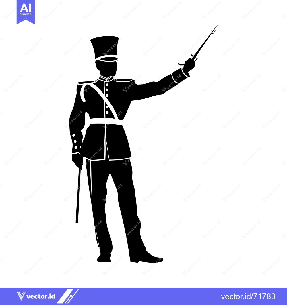 Premium Vector of Silhouette of a Military Officer Saluting with a Sword