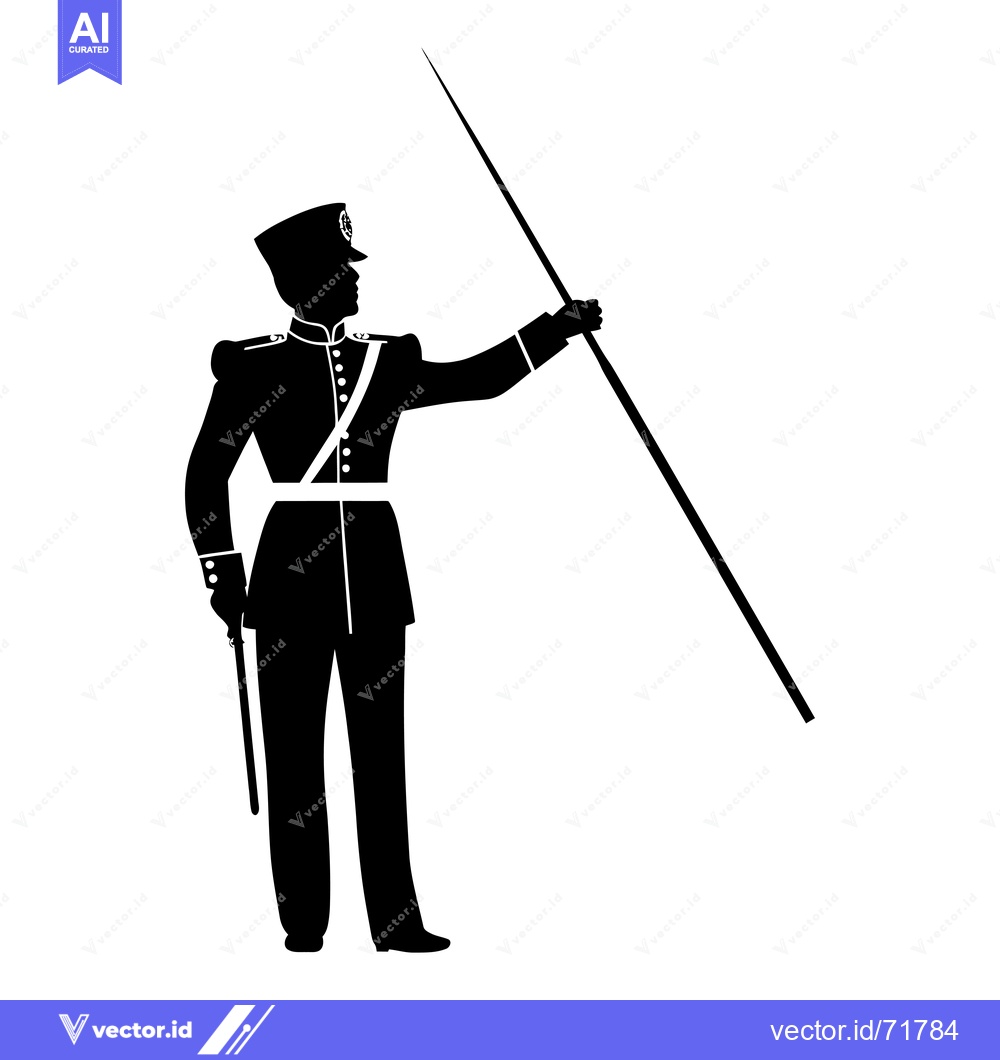 Premium Vector dari Silhouette of a soldier in uniform holding a spear