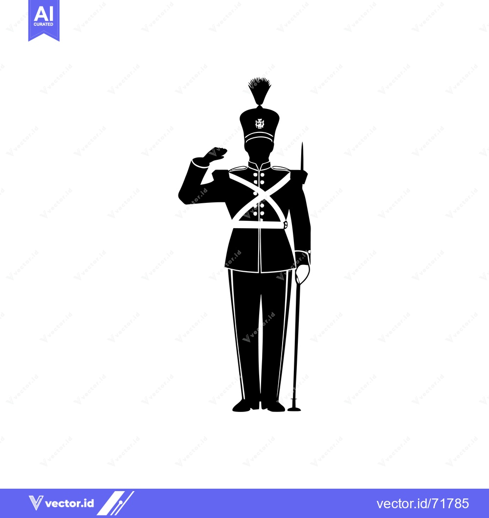 Premium Vector of Silhouette of a Saluting Soldier Holding a Staff