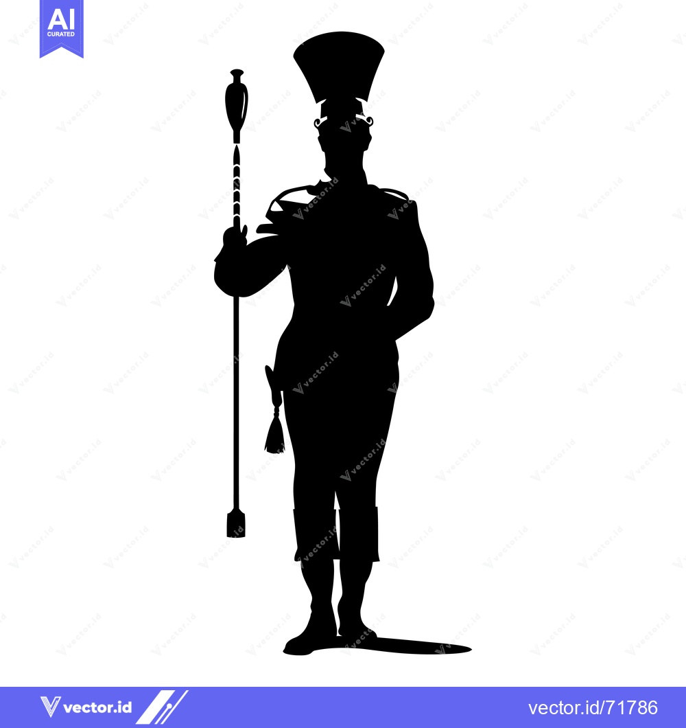 Premium Vector dari Silhouette of a Man in Uniform Holding a Baton