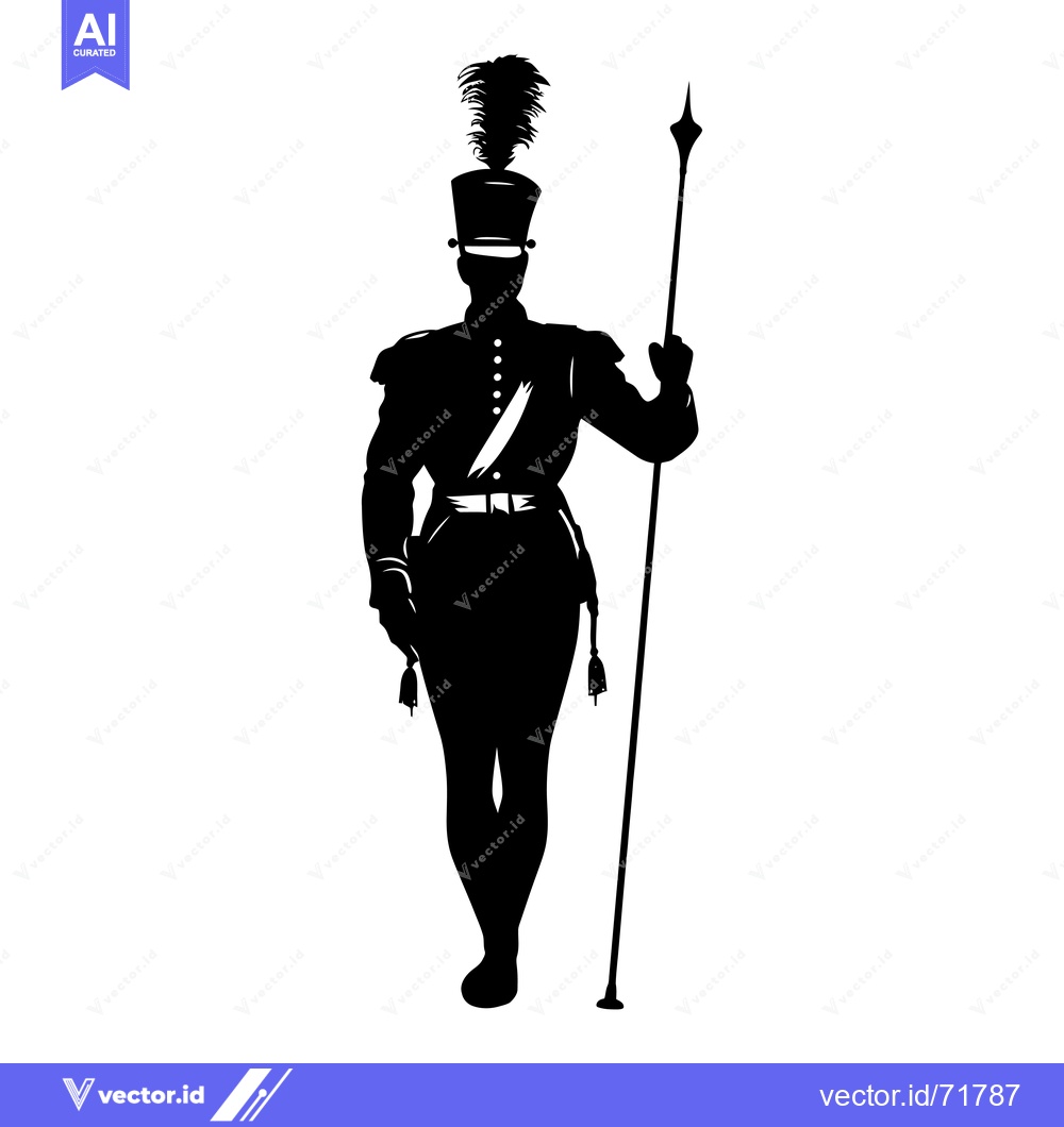 Premium Vector of Silhouette of a soldier in a uniform holding a spear