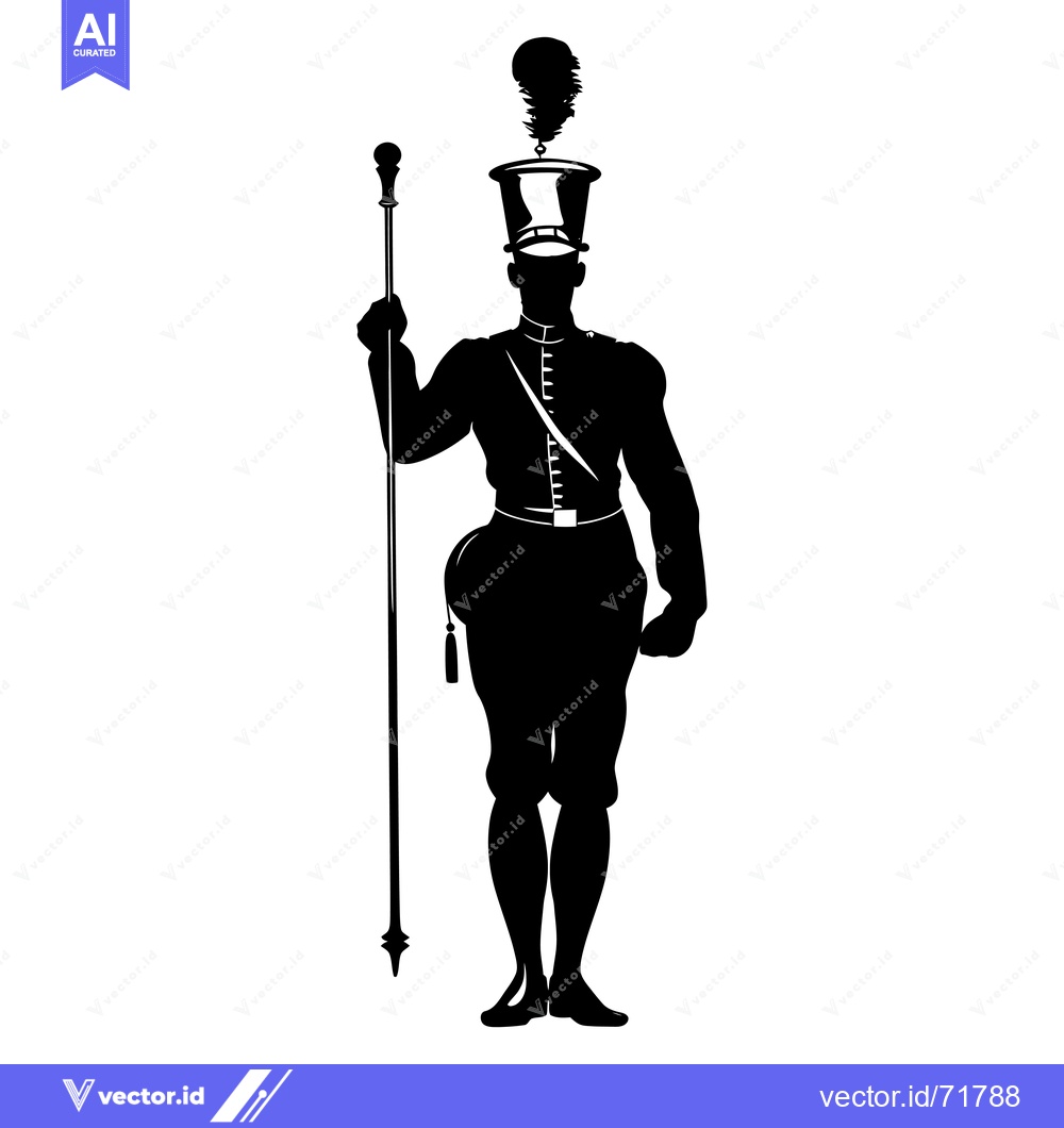 Premium Vector of Silhouette of a Man in a Tall Hat Holding a Staff