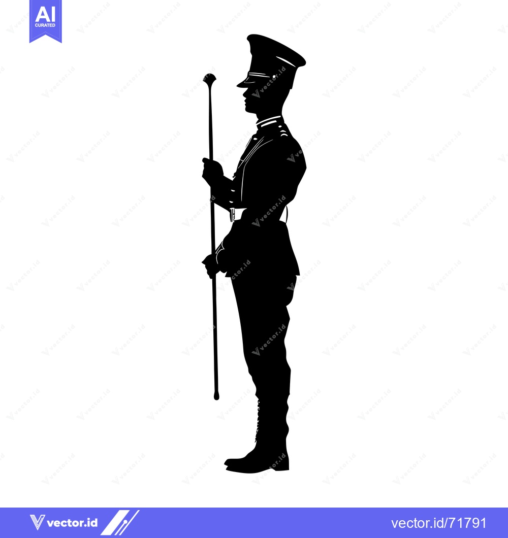 Premium Vector dari Silhouette of a Military Officer Holding a Staff