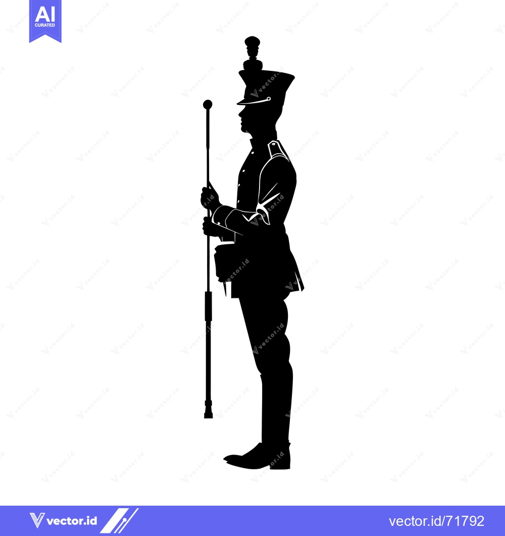 Premium Vector of Silhouette of a Military Officer Holding a Staff