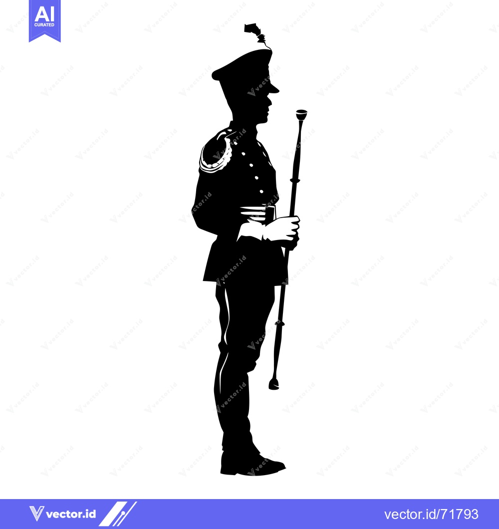 Premium Vector of Silhouette of a Military Officer Holding a Baton