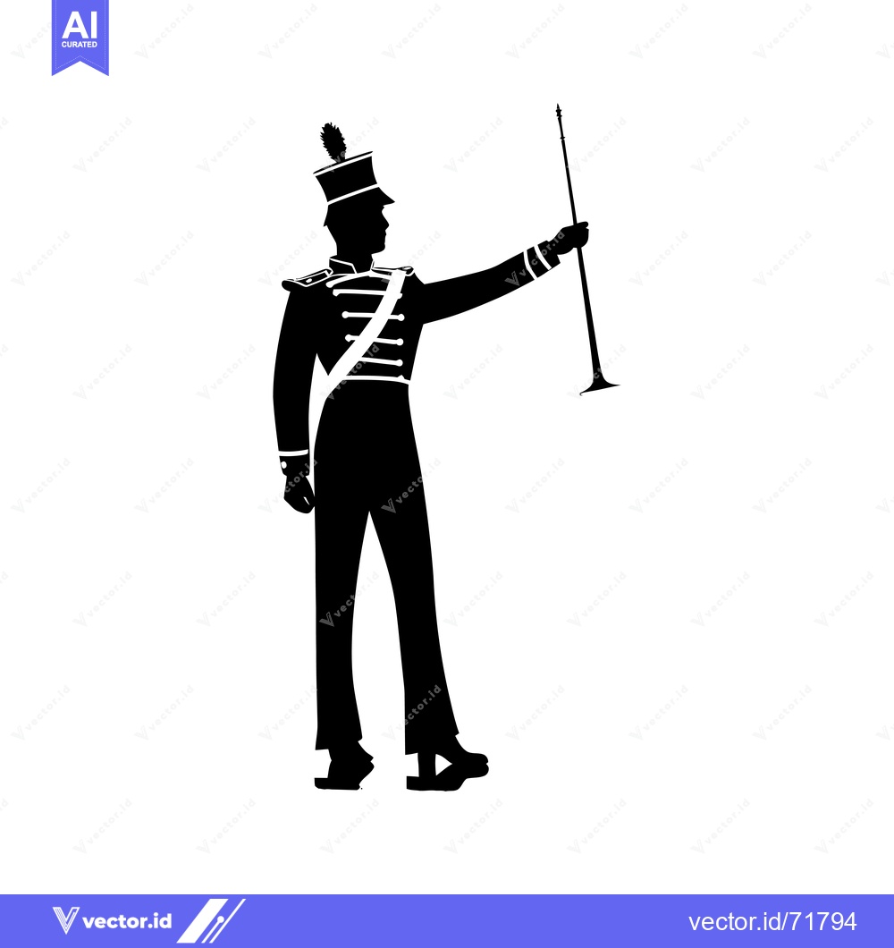 Premium Vector of Silhouette of a Drum Major Holding a Baton