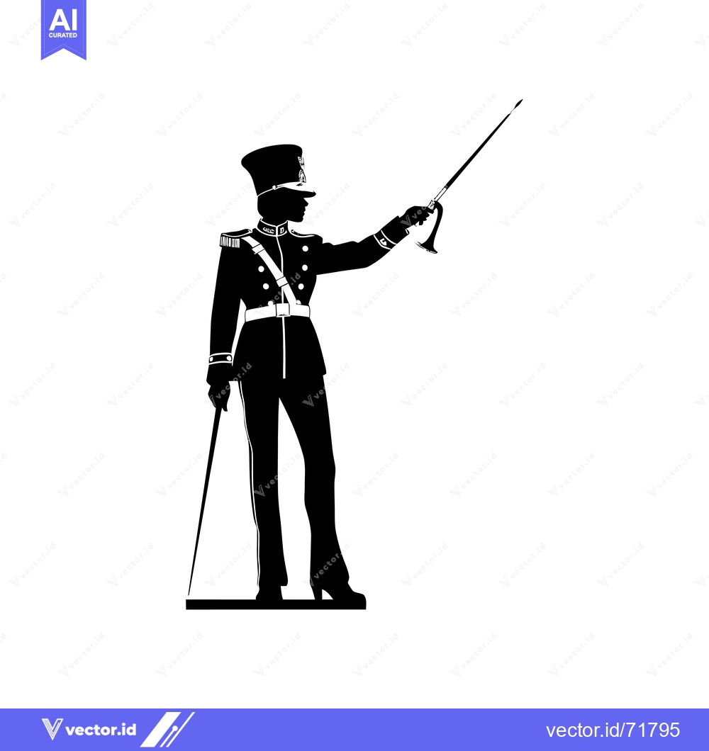 Premium Vector dari Silhouette of a Woman in Military Uniform Holding a Sword
