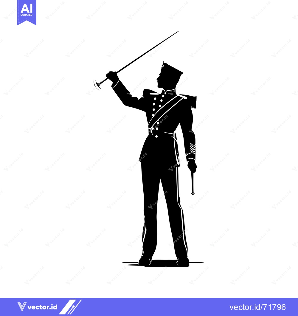 Premium Vector of Silhouette of a Military Officer Holding a Baton