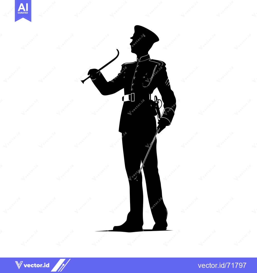 Premium Vector dari Silhouette of a Military Officer Holding a Baton