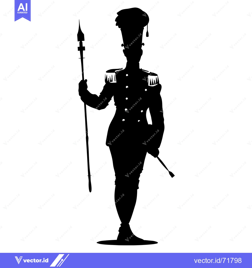 Premium Vector dari Silhouette of a Man in Military Uniform Holding a Spear