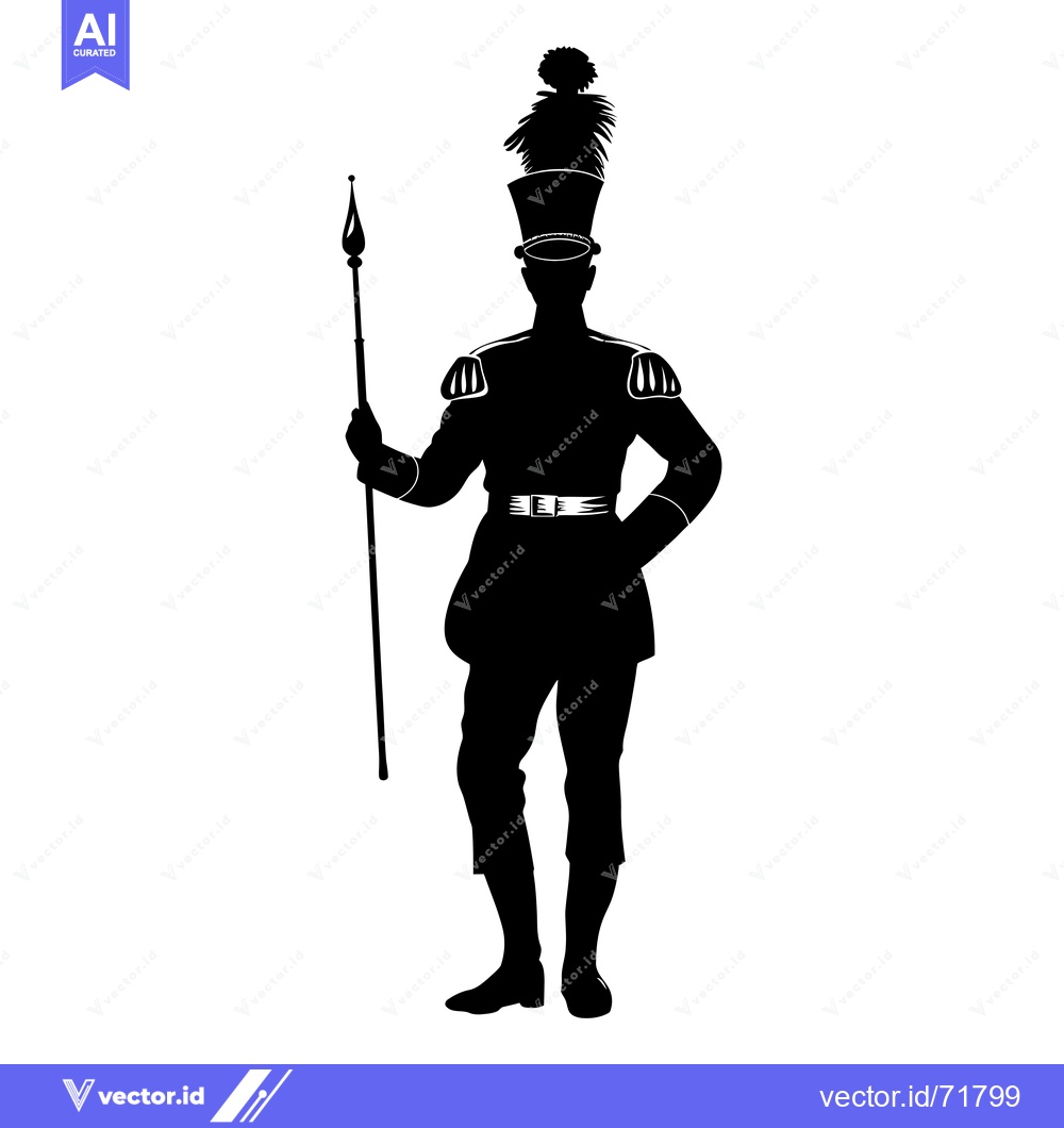 Premium Vector dari Silhouette of a Man in a Military Uniform Holding a Spear