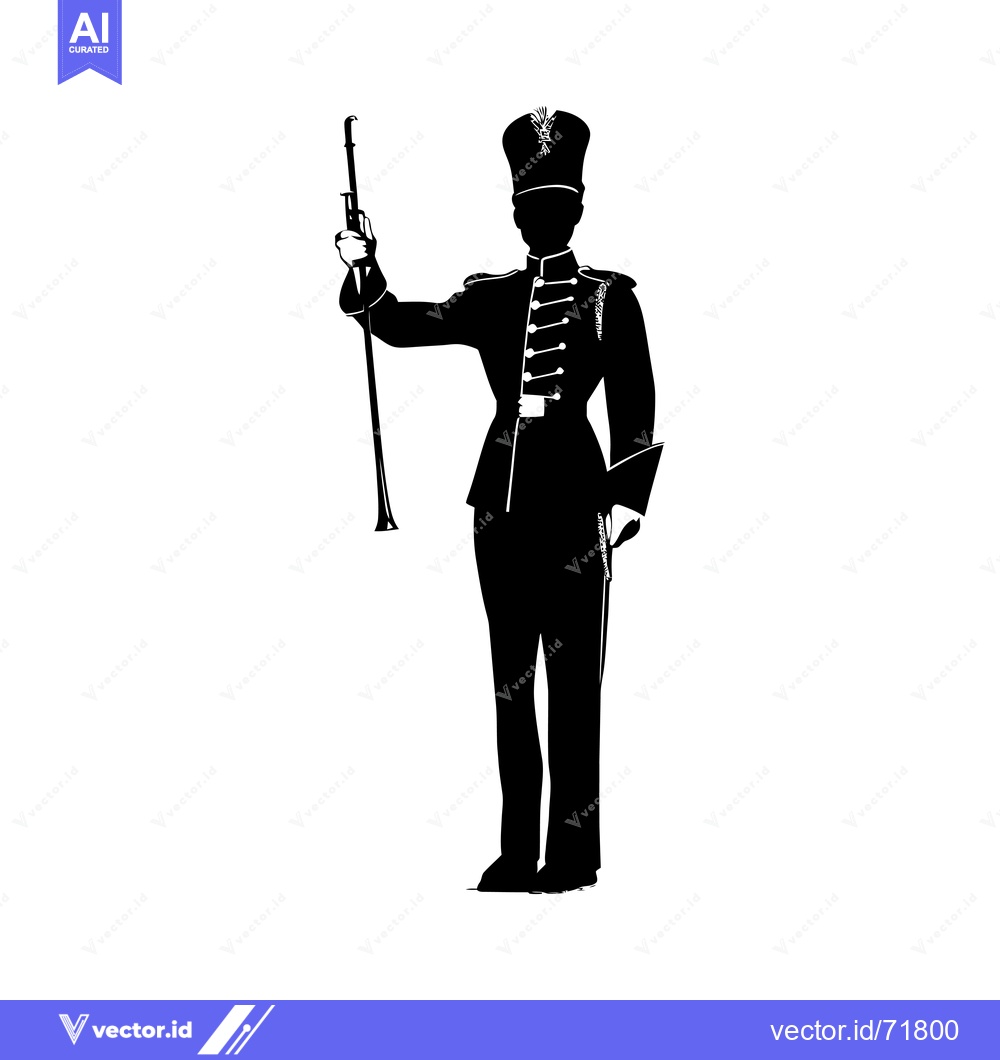 Premium Vector dari Silhouette of a Military Officer Holding a Rifle