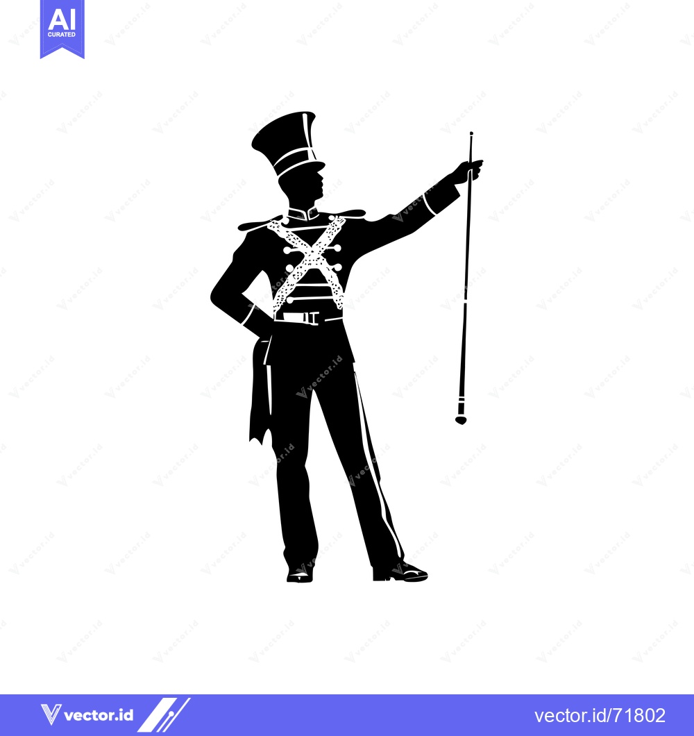 Premium Vector of Silhouette of a Military Figure Holding a Staff