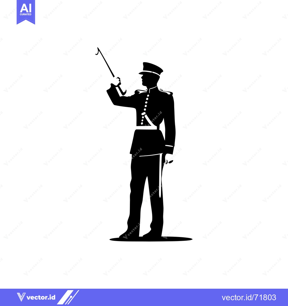 Premium Vector of Silhouette of a Military Officer in Formal Uniform Saluting
