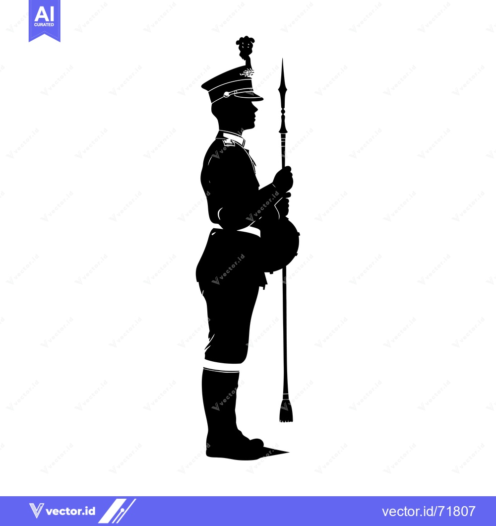 Premium Vector of Silhouette of a Soldier Holding a Spear