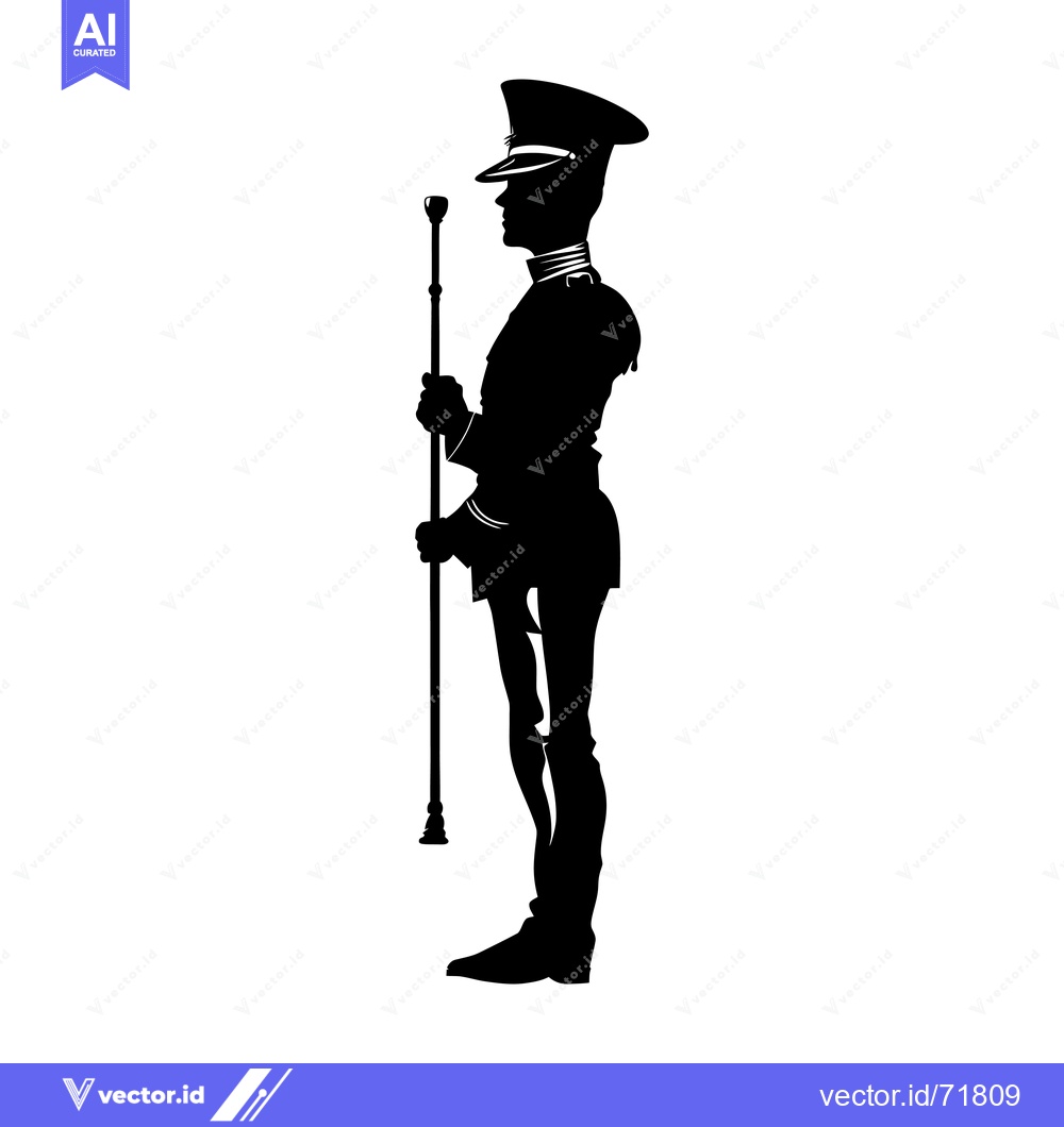 Premium Vector of Silhouette of a Military Officer Holding a Staff