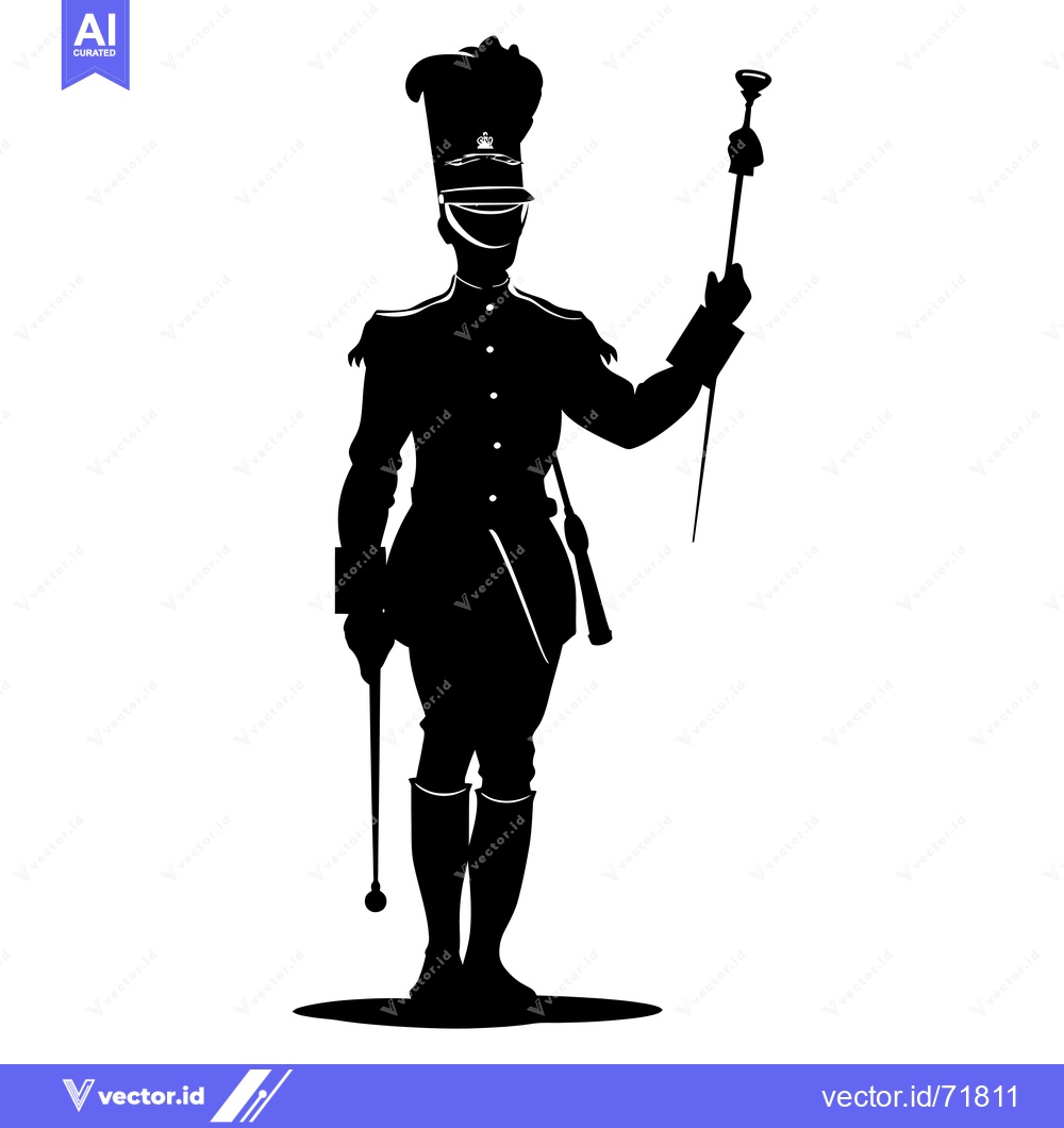 Premium Vector dari Silhouette of a Military Officer Holding a Baton