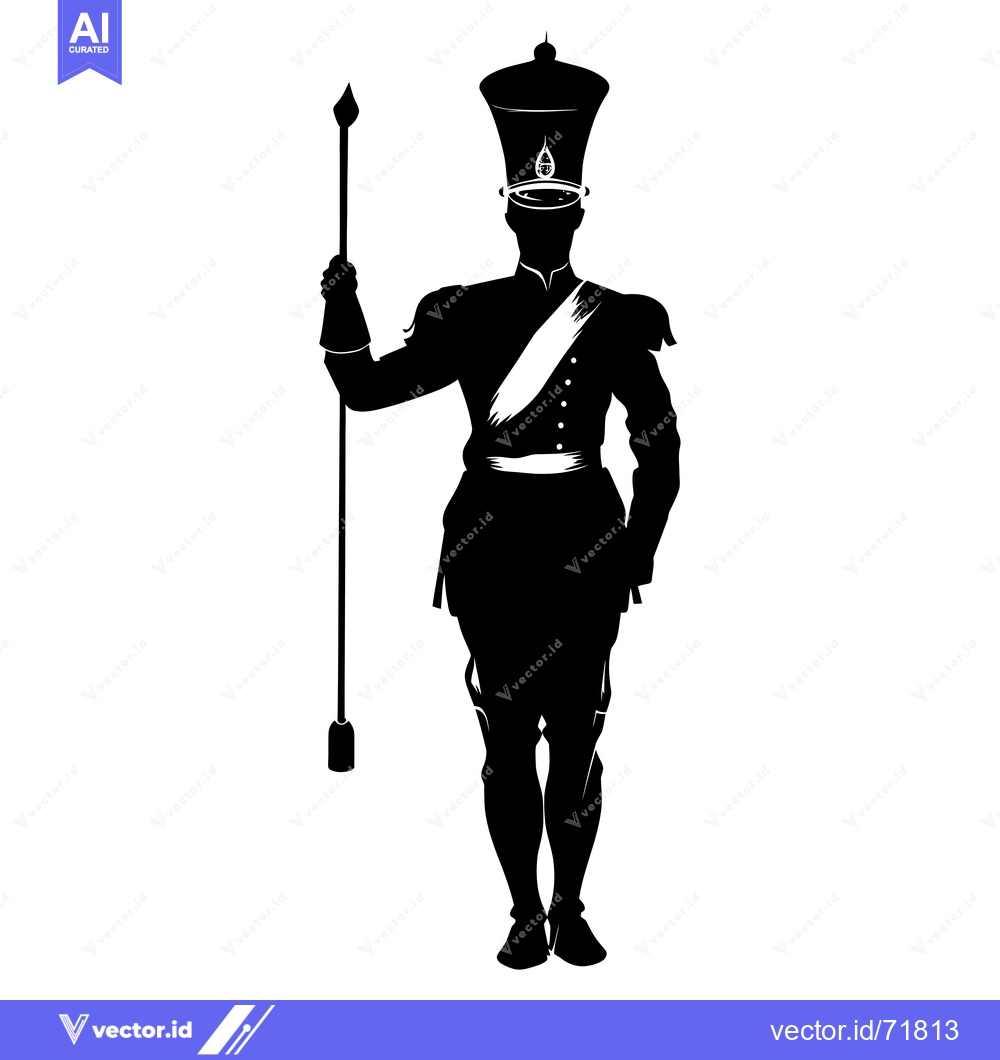Premium Vector dari Silhouette of a Soldier Holding a Staff