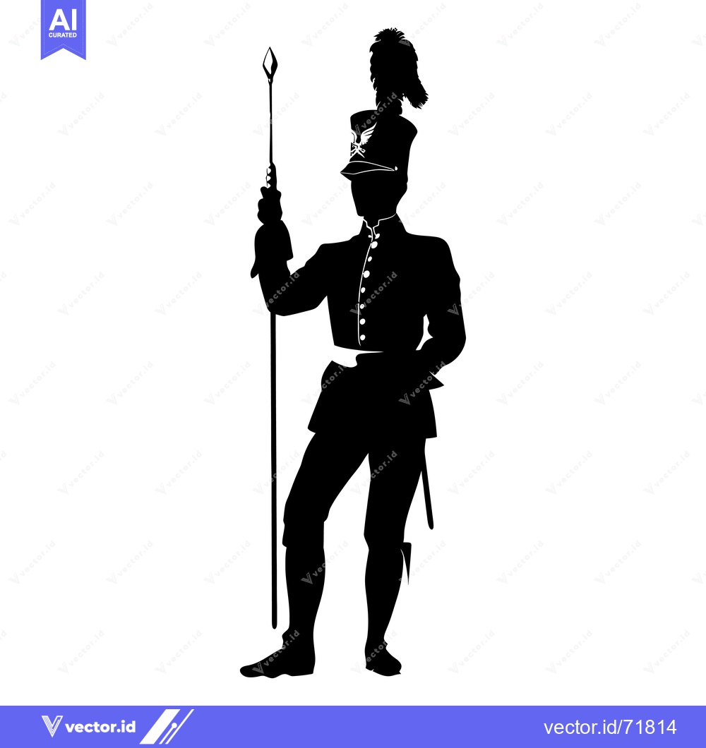 Premium Vector of Silhouette of a Soldier Holding a Spear
