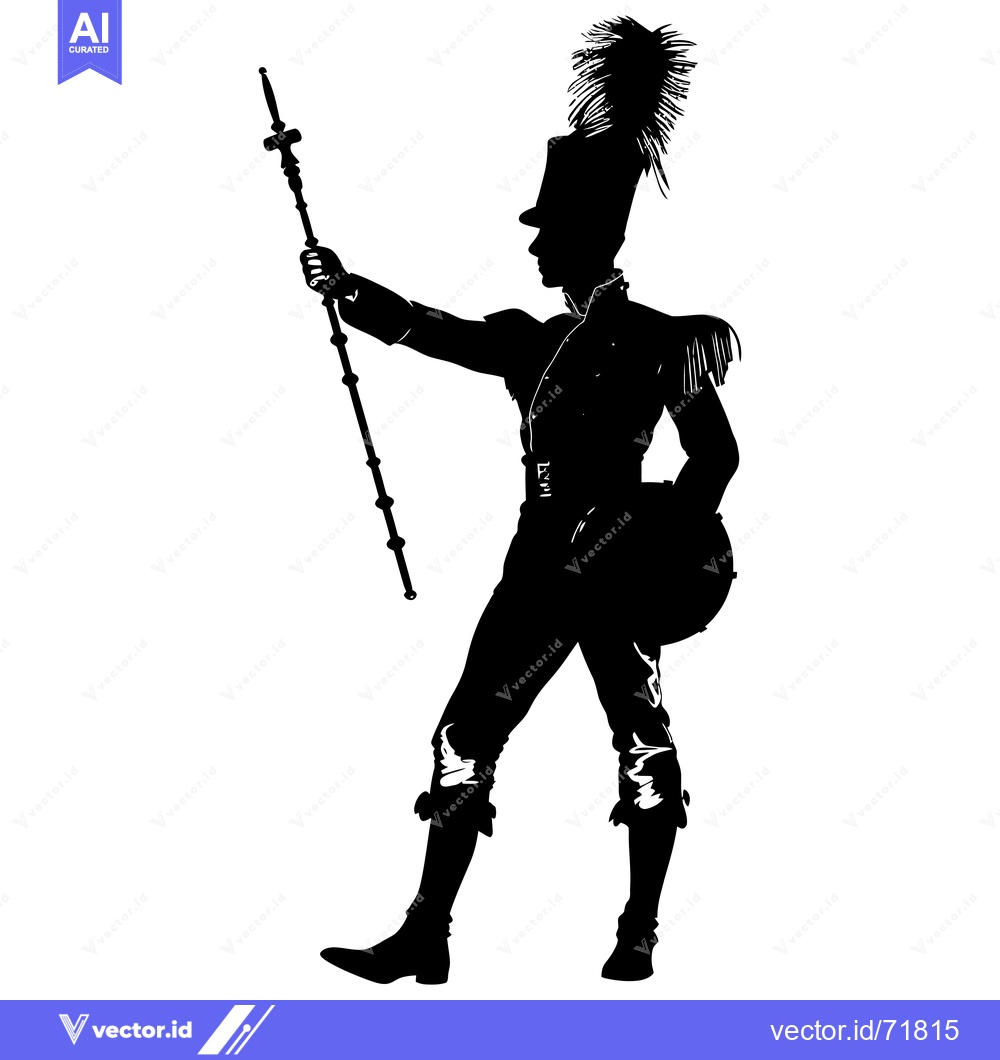 Premium Vector dari Silhouette of a Military Figure with a Plume and a Staff