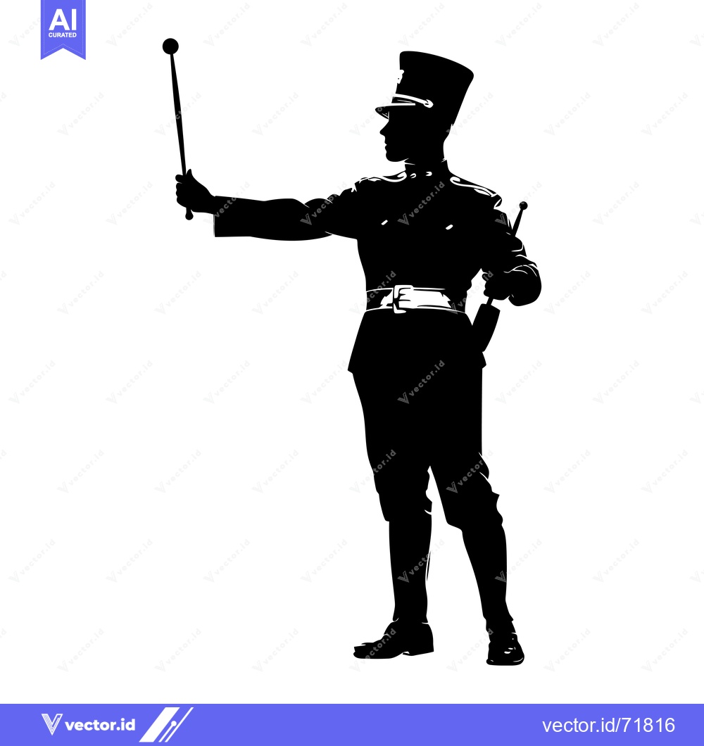 Premium Vector of Silhouette of a Military Conductor Holding a Baton