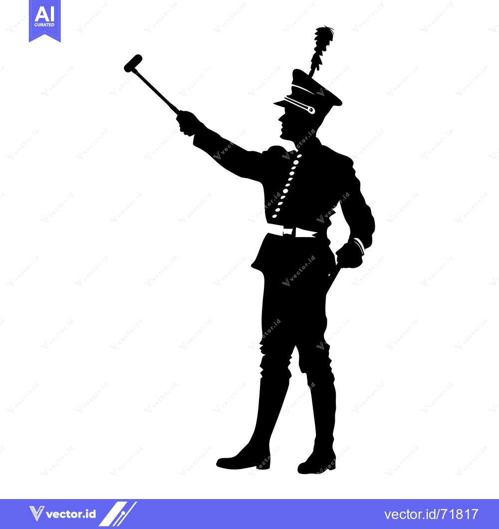 Premium Vector of Silhouette of a Military Conductor Holding a Baton