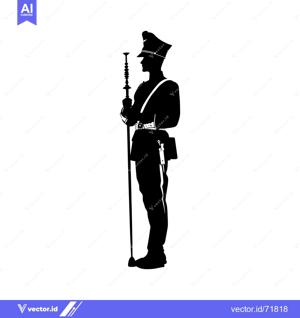 Premium Vector dari Silhouette of a soldier standing at attention holding a rifle