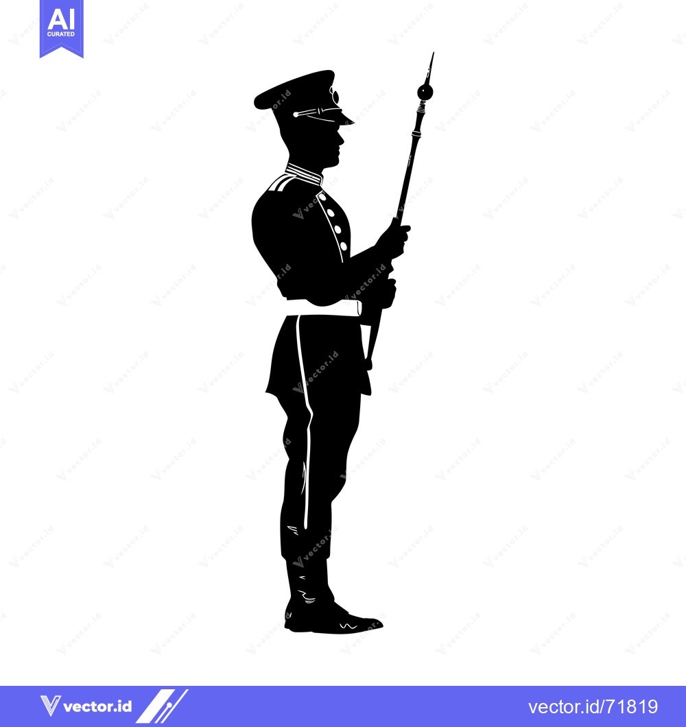 Premium Vector dari Silhouette of a Soldier Holding a Spear