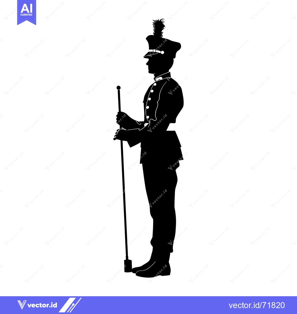Premium Vector dari Silhouette of a Military Officer Holding a Staff