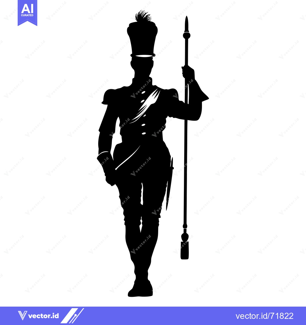Premium Vector of Silhouette of a Military Drum Major in Full Uniform Holding a Baton