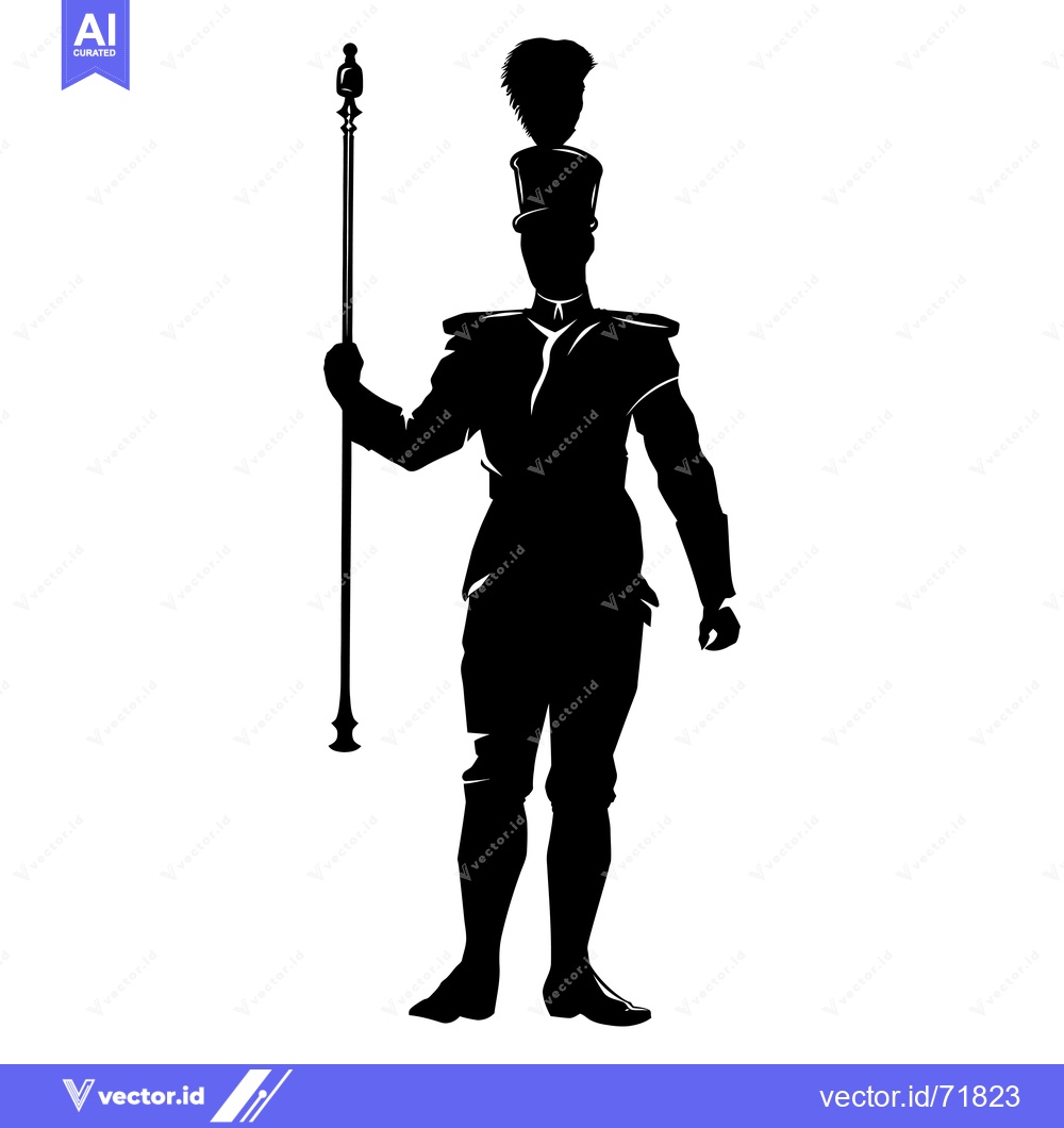 Premium Vector dari Silhouette of a Man in Military Uniform Holding a Baton