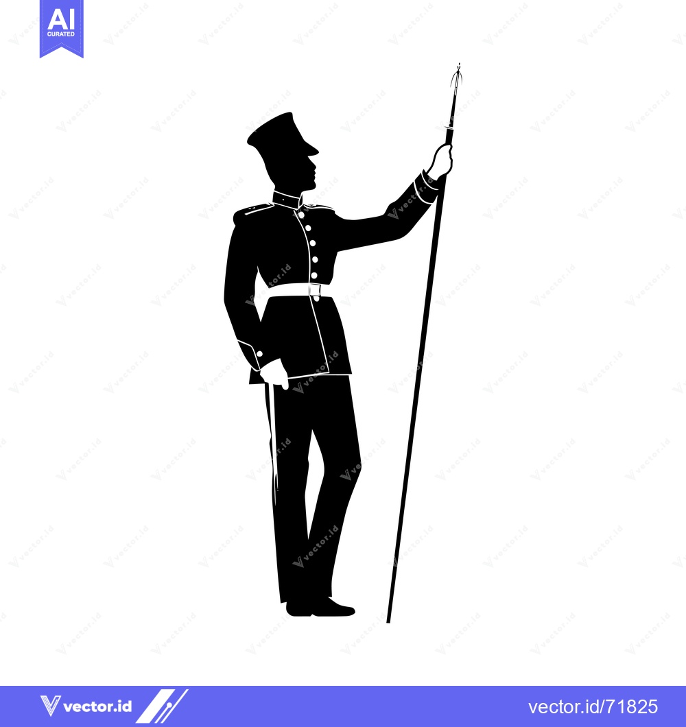 Premium Vector of Silhouette of a man in uniform holding a spear