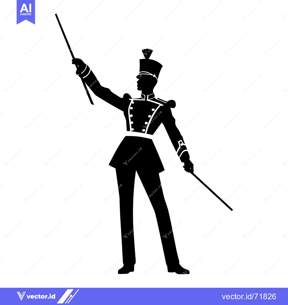 Premium Vector dari Silhouette of a Marching Band Drum Major