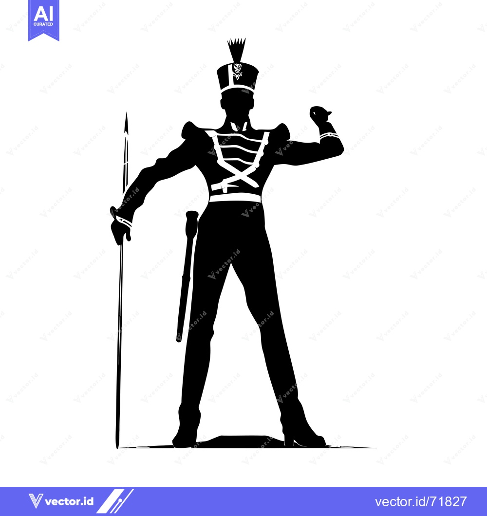 Premium Vector dari Silhouette of a Soldier Holding a Spear