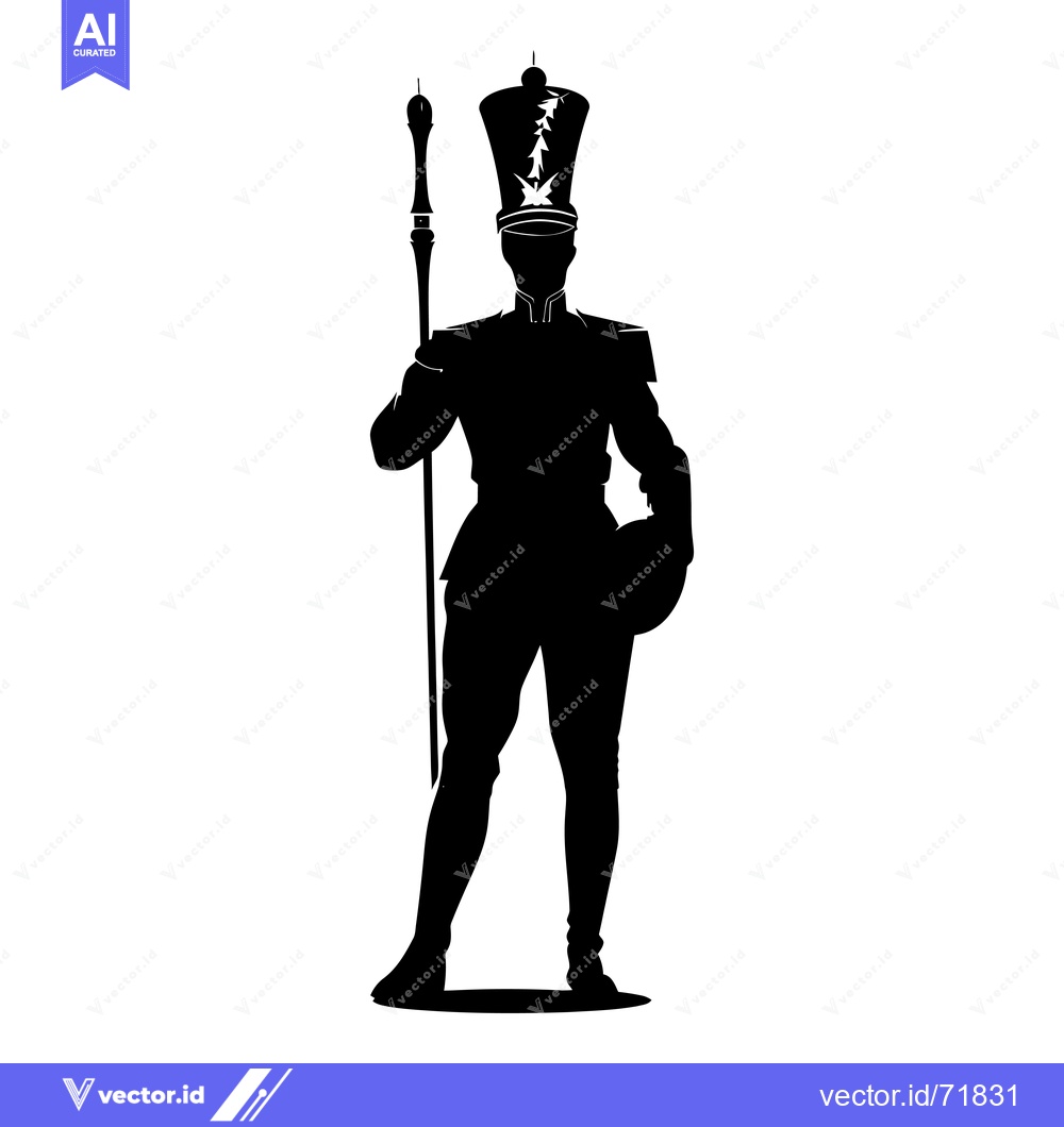 Premium Vector of Silhouette of a Drum Major Holding a Baton