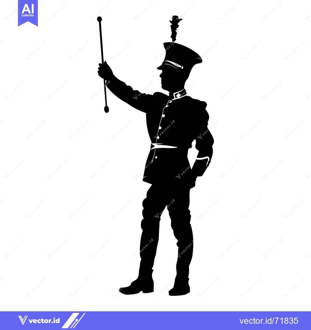 Premium Vector dari Silhouette of a Man in a Military Uniform Holding a Baton