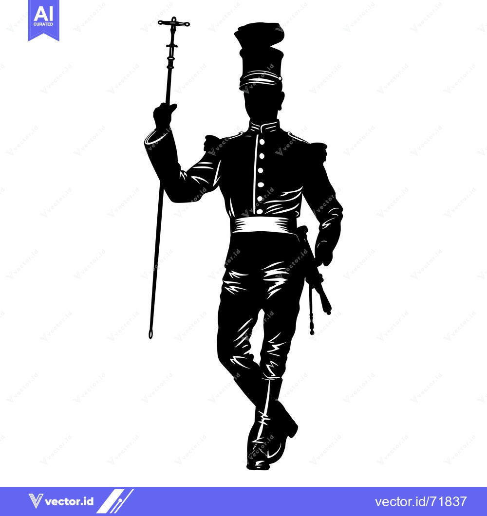 Premium Vector of Silhouette of a Military Officer Holding a Staff