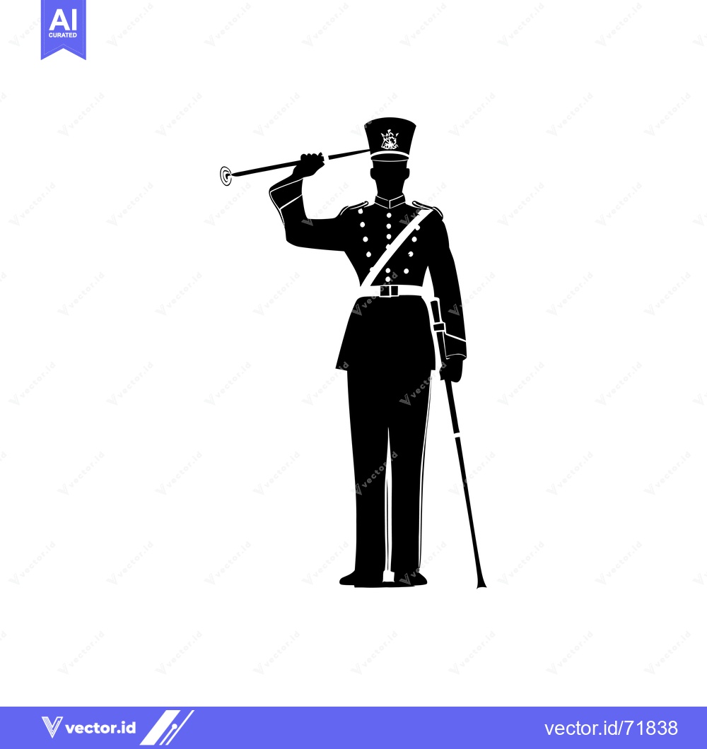 Premium Vector of Silhouette of a Soldier Saluting with a Staff