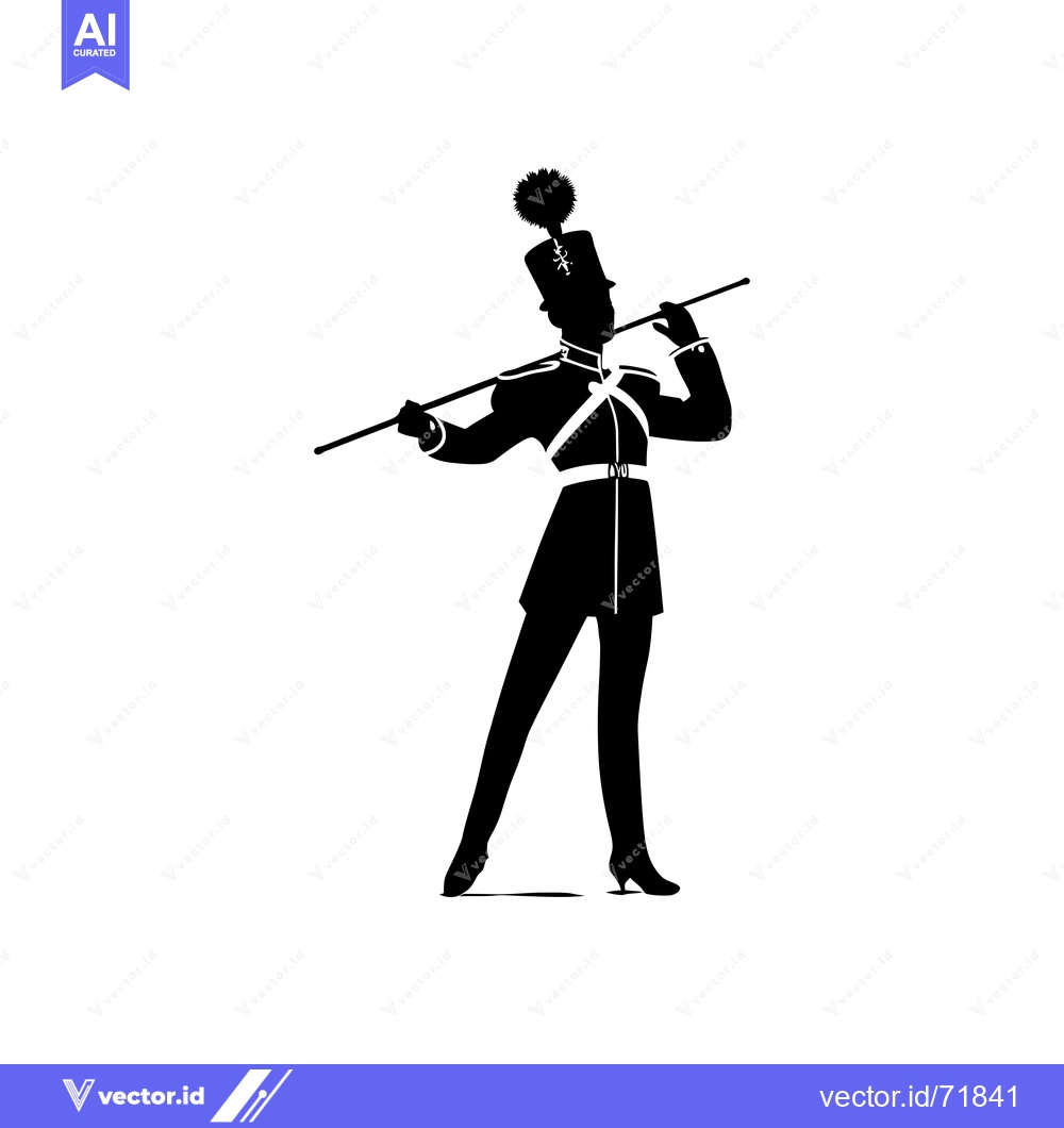Premium Vector dari Silhouette of a Man in a Military Uniform Holding a Baton