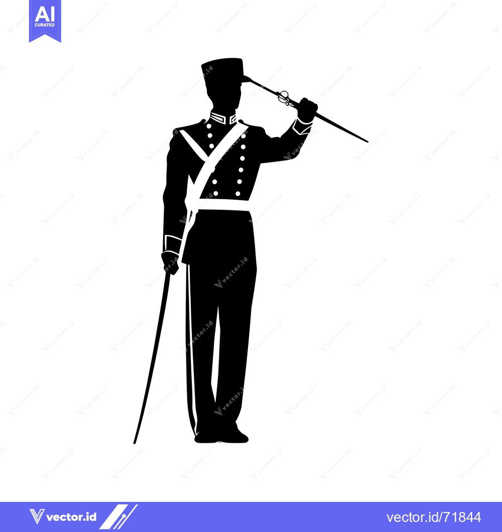 Premium Vector of Silhouette of a Man in Military Uniform Holding a Sword