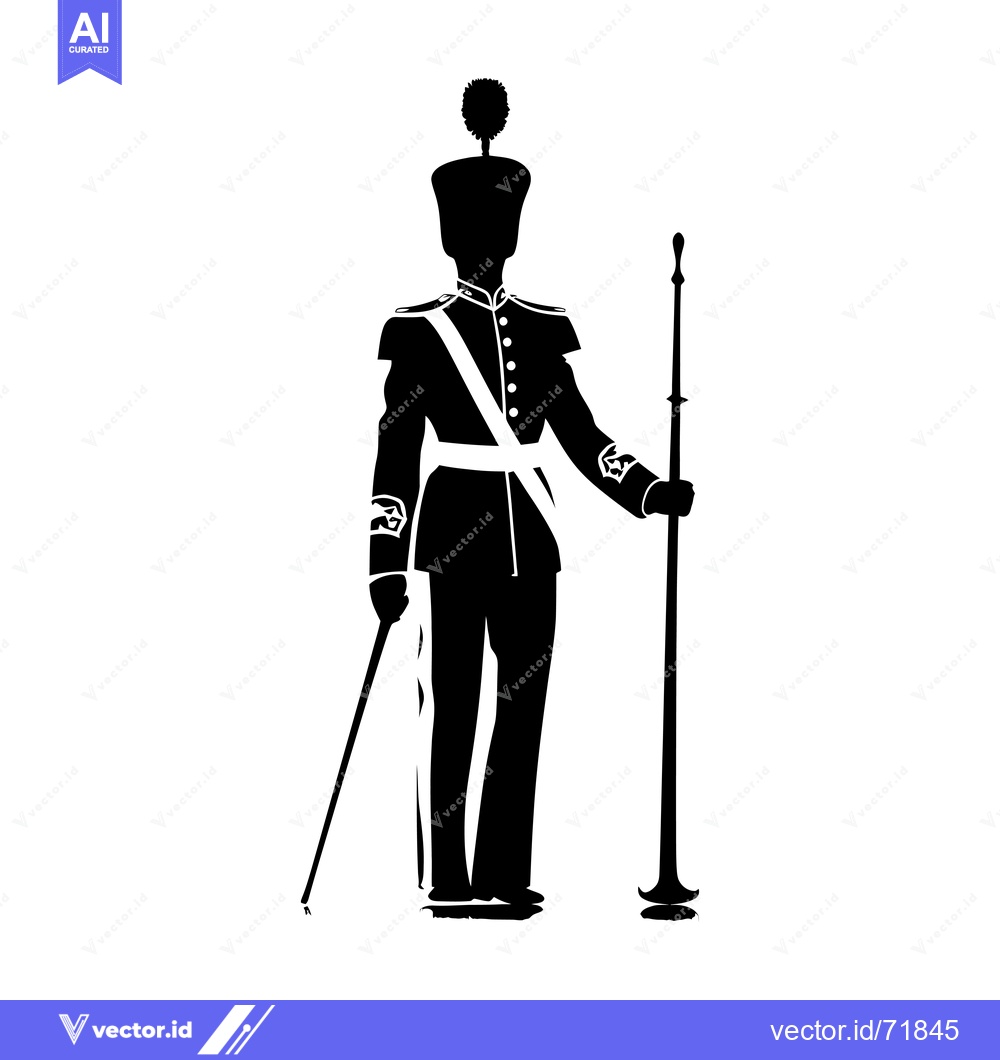Premium Vector of Silhouette of a Man in Military Uniform Holding a Staff