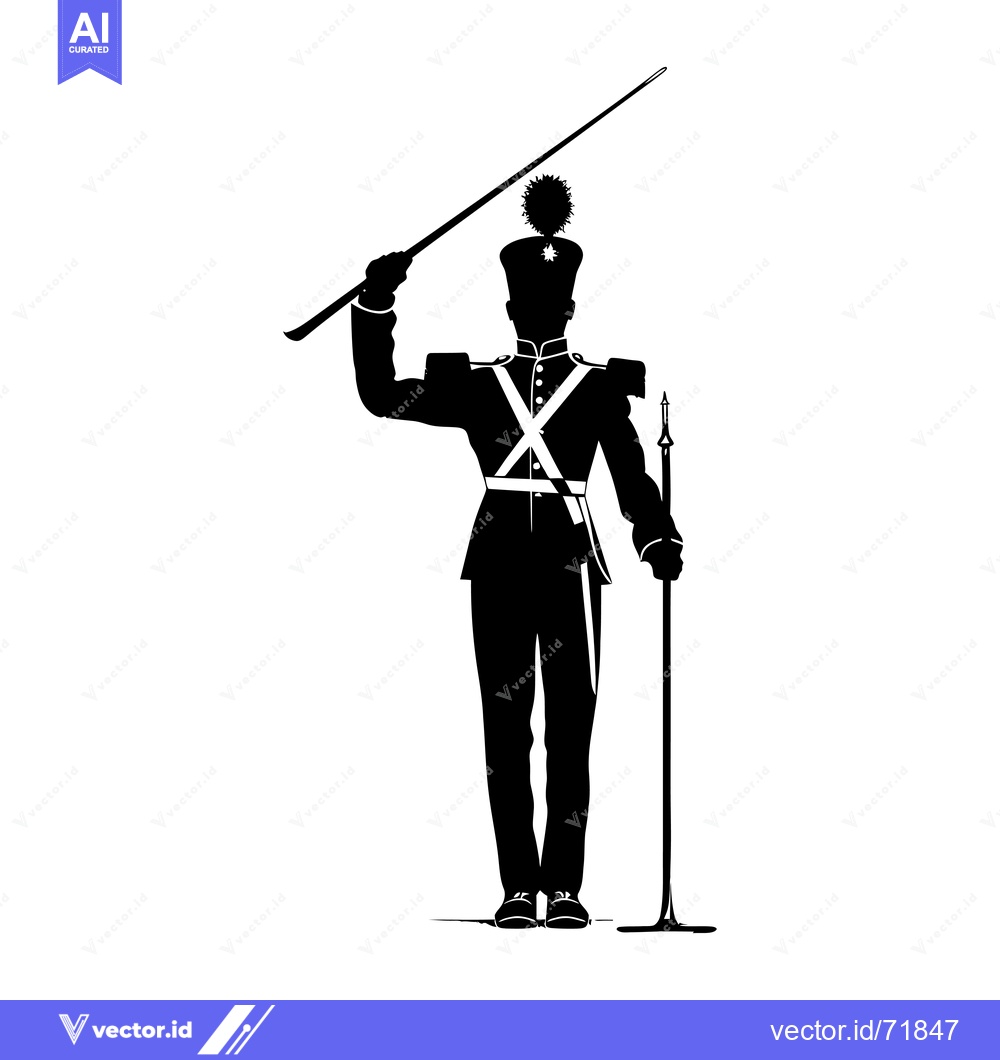 Premium Vector dari Silhouette of a Man in Military Uniform Holding a Rifle