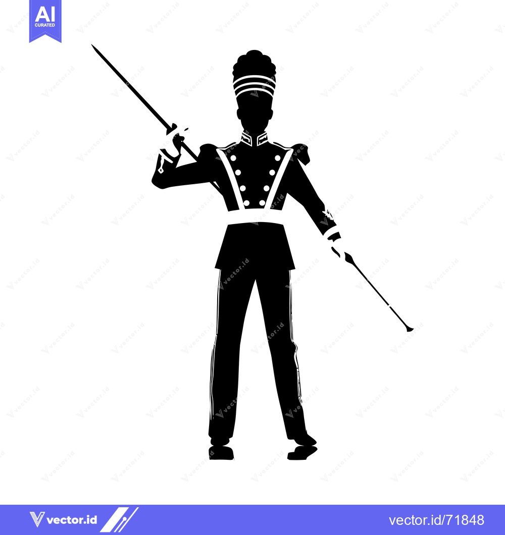 Premium Vector of Silhouette of a Drum Major Holding a Baton
