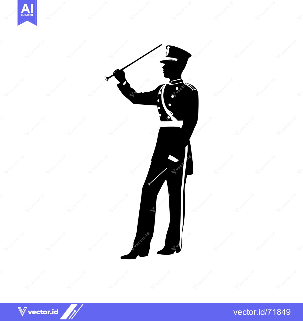 Premium Vector dari Silhouette of a Military Officer Holding a Baton
