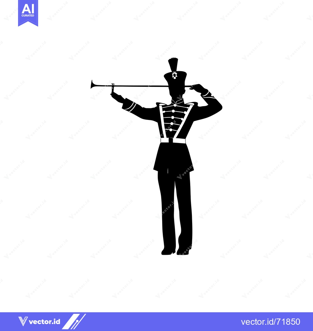 Premium Vector dari Silhouette of a Drum Major Holding a Baton
