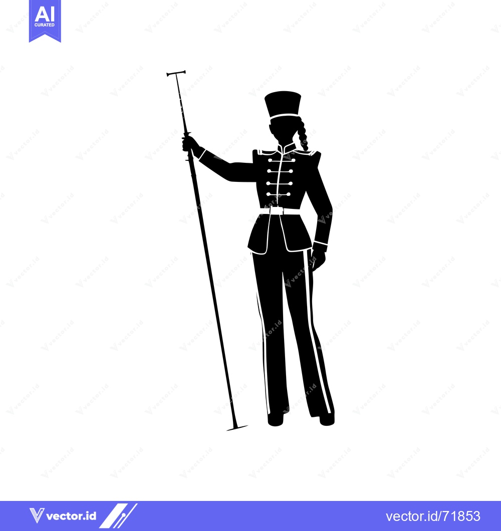 Premium Vector dari Silhouette of a female figure in a military uniform holding a staff